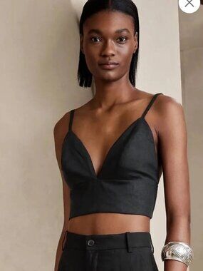 Banana Republic Black Linen Bralette Top